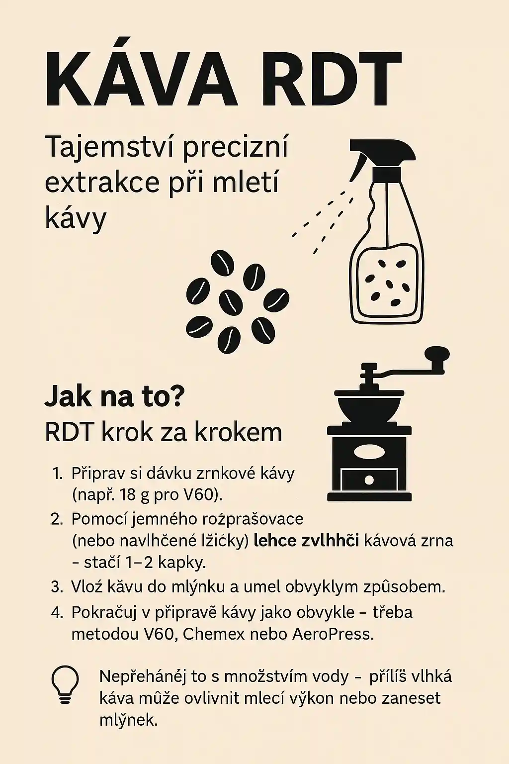 Návod na RDT techniku pro mletí kávy – krok za krokem