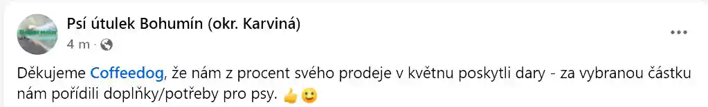 poděkování psí útulek Bohumín podpora coffeedog
