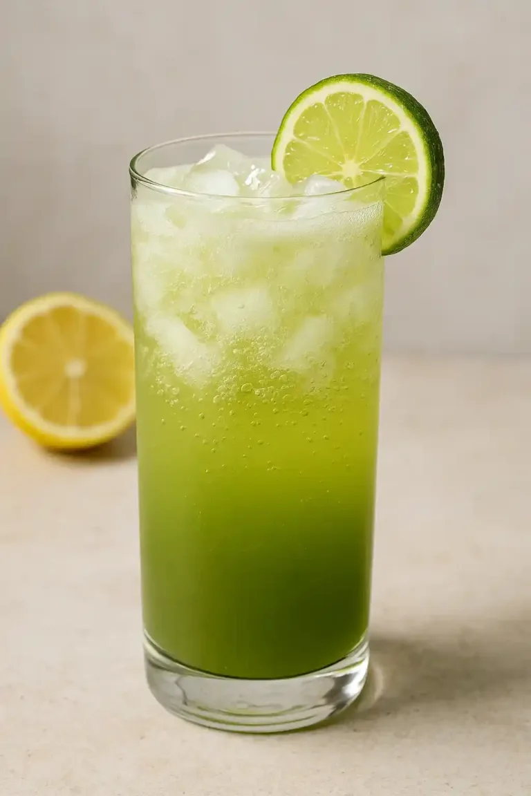 Matcha Fizz osvěžující nealkoholický drink s limetkou