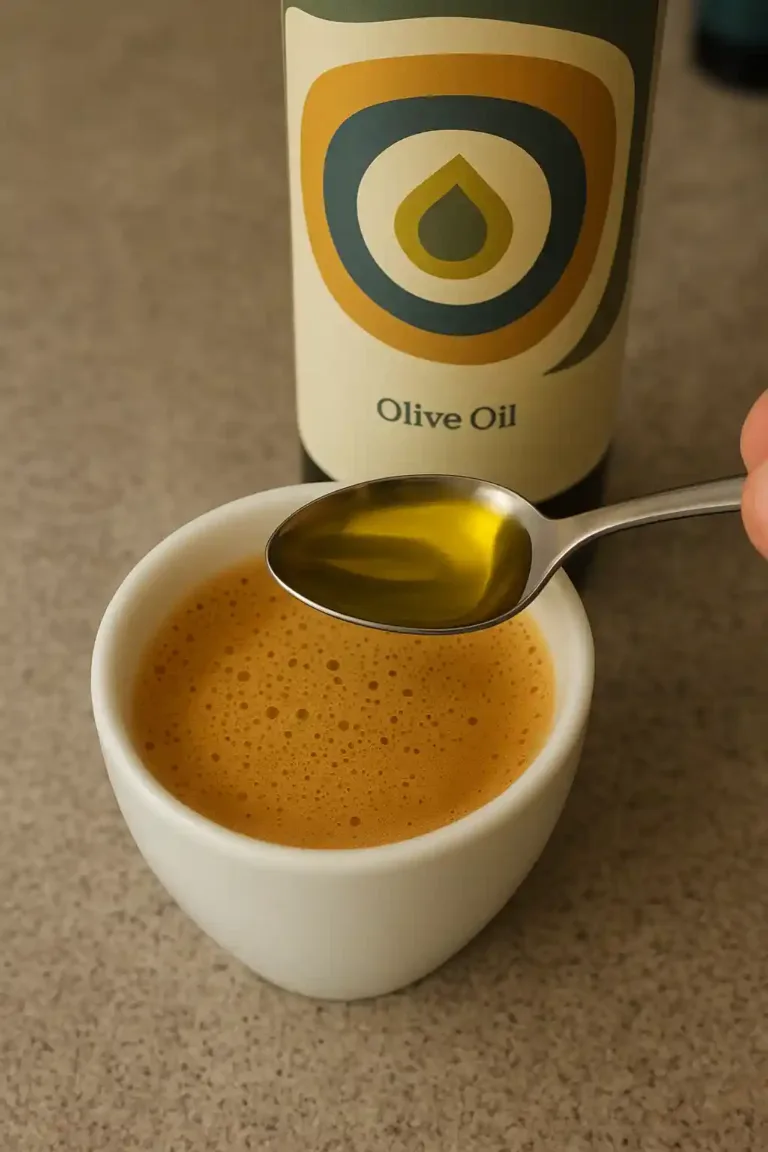 Káva s olivovým olejem v šálku
