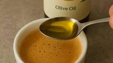 Káva s olivovým olejem v šálku