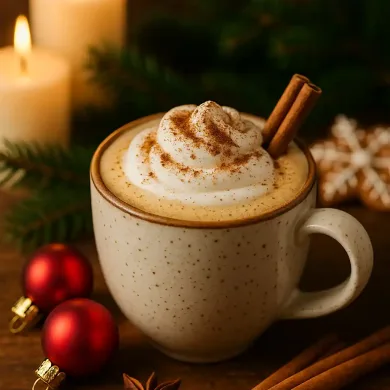 Vánoční cappuccino se skořicí a šlehačkou
